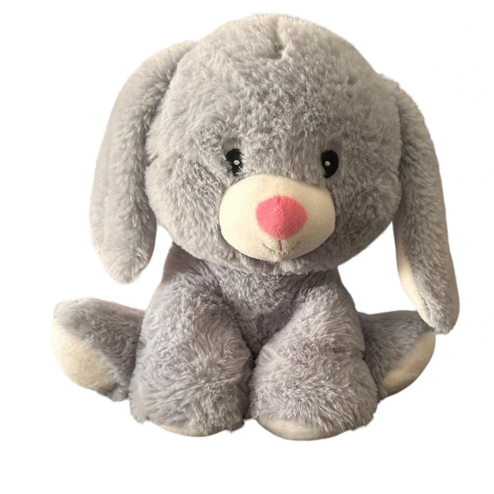 Kellytoy Infant Baby 10” Gray Bunny Rabbit Plush Stuffed Animal Toy Plush